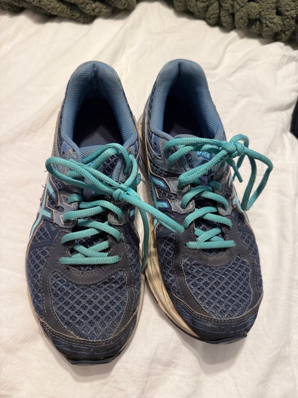 Asics Women's Navy Running Shoes with Teal Laces